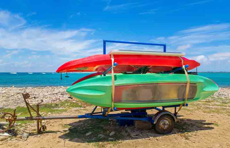 Strap Inflatable Kayak to Trailer
